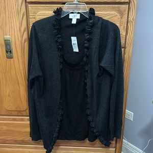 NWT Black cardigan with shell